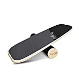 Yes4All Bongo Balance Board/Balance Board Trainer – 29” Long Wooden Bongo Board and 4” Diameter Roller, Yellow/Black
