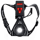 Zenoplige Night Running Lights, USB Rechargeable LED Chest Light with Safety Warning Lamp, Waterproof Running Gear for Runners Outdoor, Walking, Running, Camping, Jogging, Hiking