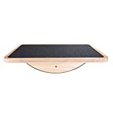 StrongTek Professional Wooden Balance Board, Rocker Board, 17.5 Inch Wood Standing Desk Accessory, Balancing Board for Under Desk, Anti Slip Roller, Core Strength, Stability, Office Wobble Boards …