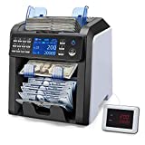 MUNBYN 2-Pocket Bill Counter and Sorter, Money Counter Machine Mixed Denomination Total Value Serial Number Multi Currency 2CIS/UV/MG/MT/IR, Cash Counter Bill Recognize, Printing Enabled&2 Yr Warranty